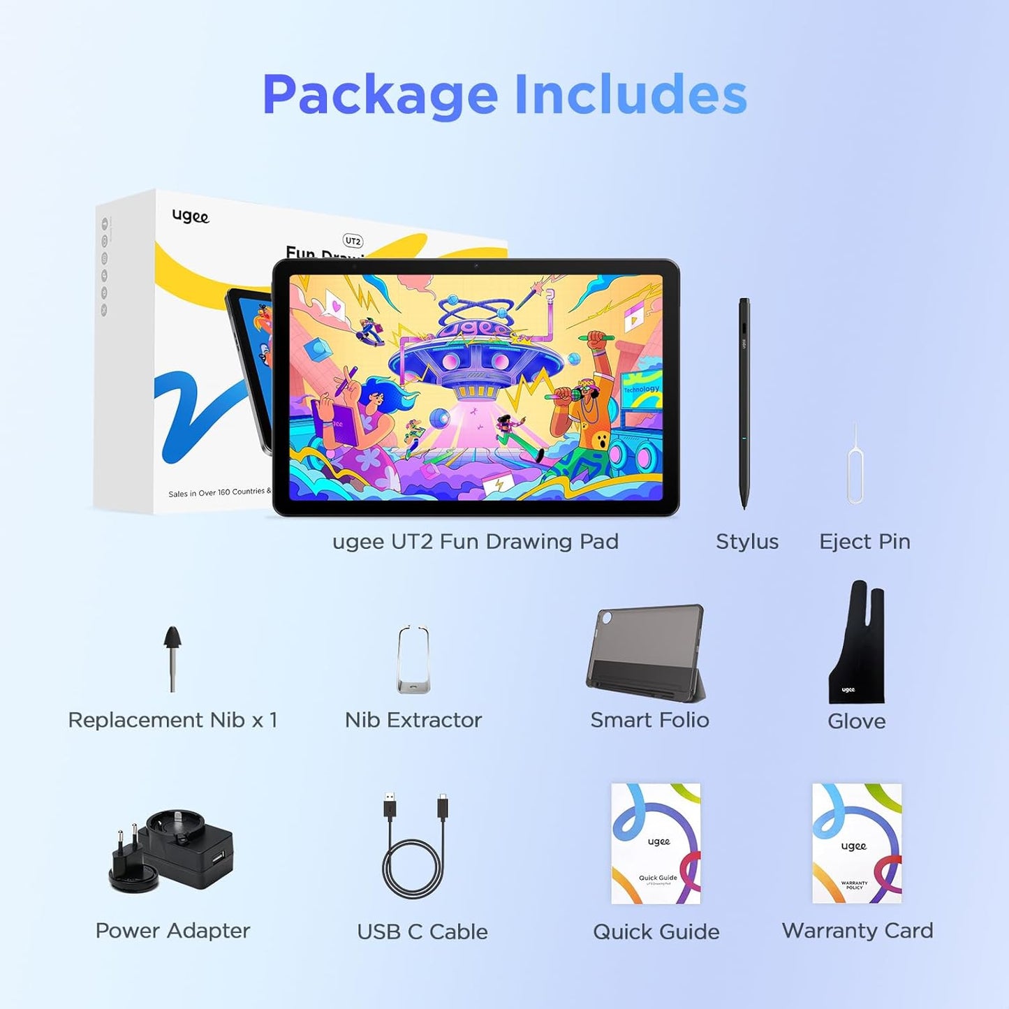 UGEE UT2 Fun Drawing Pad Standalone with 10.36 inch 2K Display and NanoMatte Finish, Portable Tablet with U-Pencil, 6GB+128GB, Android 14, 7000mAh, 8MP+8MP, Metal Body