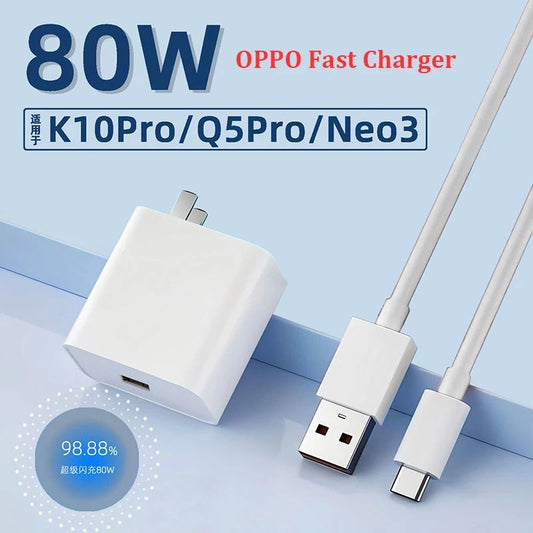 OPPO SUPERVOOC 80W Power Adapter, Ultra thin and comfortable to hold - White (ONLY CHARGER NOT CABLE INCLUDED)