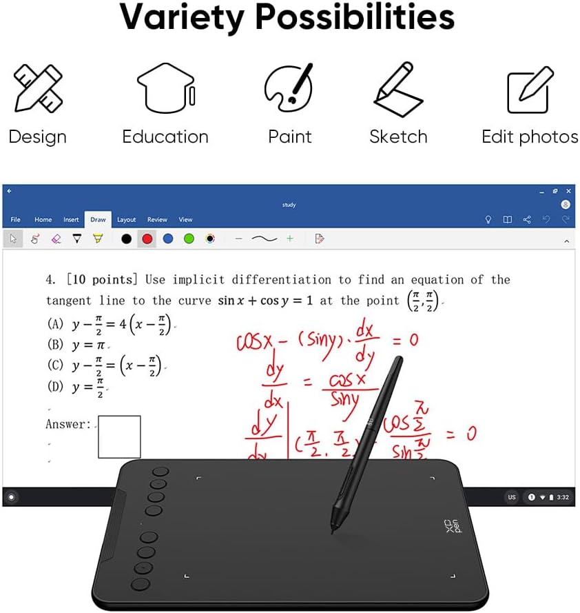 XPPen Updated Deco 01 V3 Drawing Tablet-16384 Levels of Pressure Battery-Free Stylus, 10x6 Inch OSU Graphic Tablet, 8 Hotkeys for Digital Art