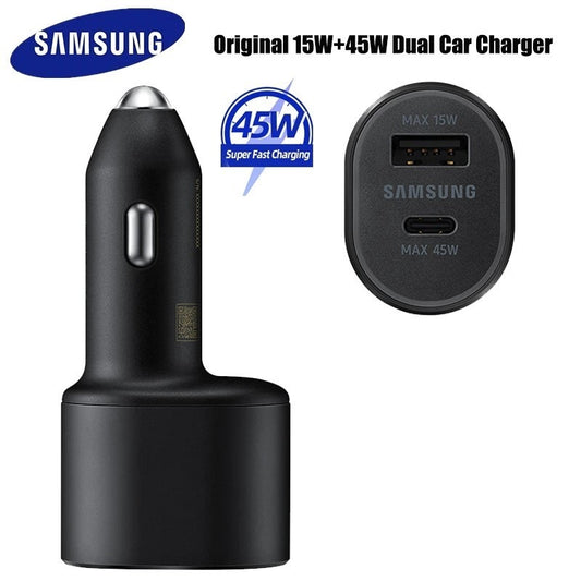 SAMSUNG Super Fast Dual Car Charger Usb (45W+15W) Two Ports EP-L5300 Black