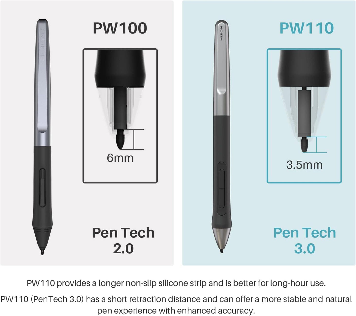 HUION Digital Pen PW110, PenTech 3.0 Battery-Free Stylus