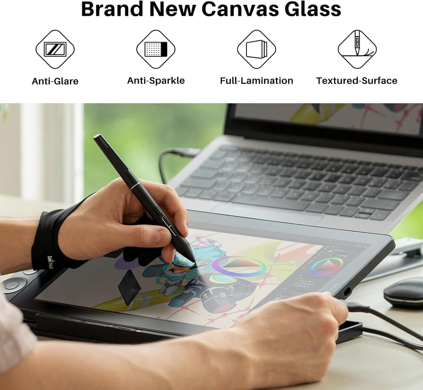 HUION Kamvas 13 (Gen 3) Drawing Tablet with Screen,13.3" Full-laminated Art Tablet with Anti-sparkle Canvas Glass