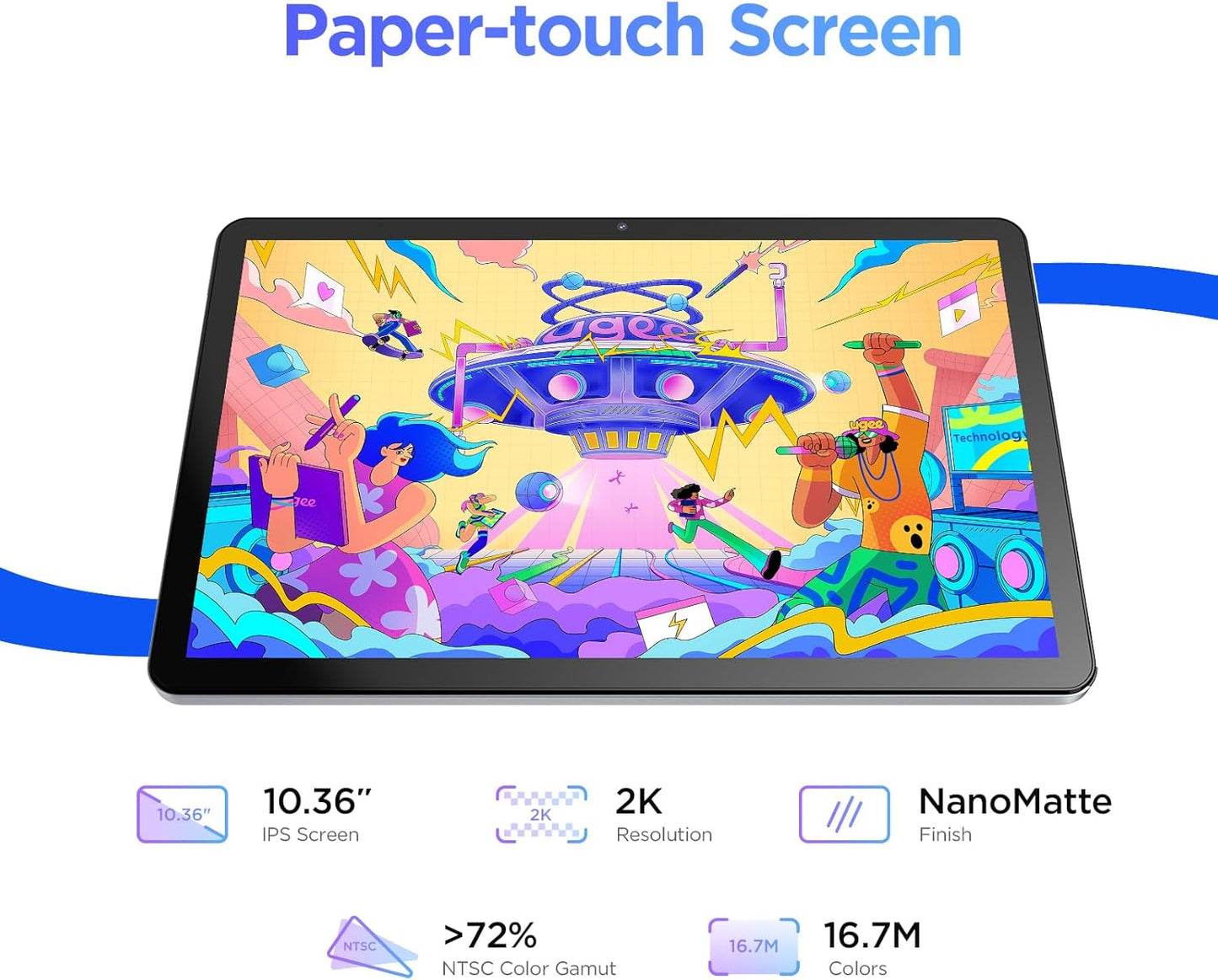 UGEE UT2 Fun Drawing Pad Standalone with 10.36 inch 2K Display and NanoMatte Finish, Portable Tablet with U-Pencil, 6GB+128GB, Android 14, 7000mAh, 8MP+8MP, Metal Body