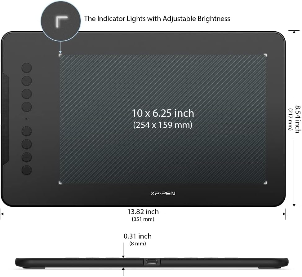 XPPen Updated Deco 01 V3 Drawing Tablet-16384 Levels of Pressure Battery-Free Stylus, 10x6 Inch OSU Graphic Tablet, 8 Hotkeys for Digital Art