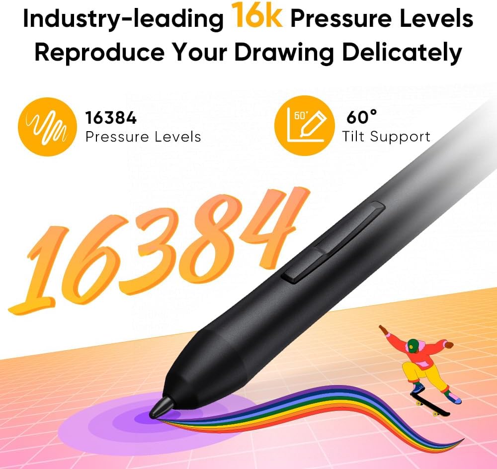 XPPen Deco 640 Drawing Tablet with 16384 Pressure Levels Sensitivity Battery-Free Stylus 6*4 Inch Graphic Tablet