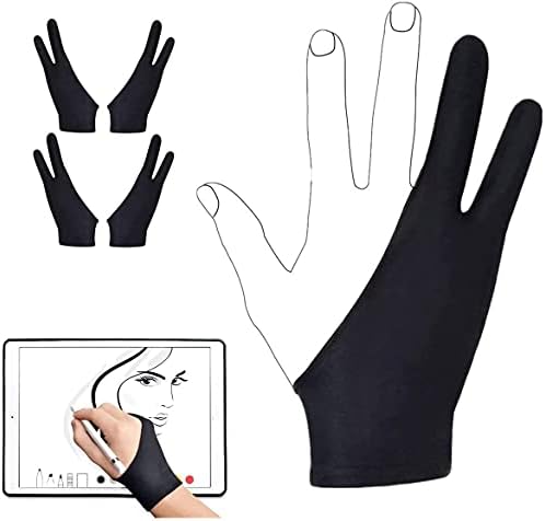 Artist Drawing Glove, 2-Fingers Graphic Drawing Glove Left & Right Hand Use for Light Box, Graphic Tablet, Pen Display, iPad Pro Pencil