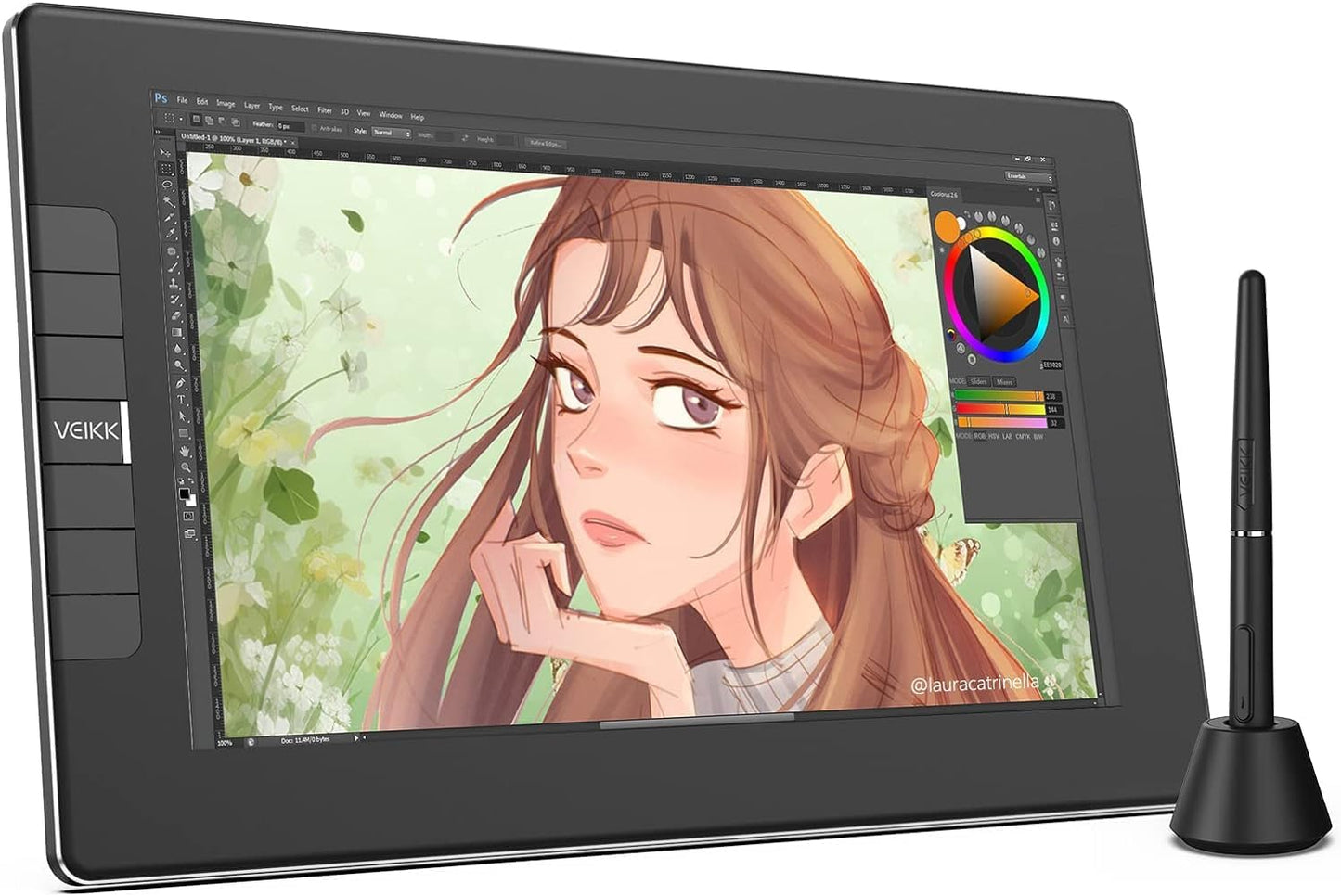 VEIKK VK1200 V2 Drawing Tablet with Screen 11.6 Inch Full-Laminated Graphic Monitor, 2 Battery-Free Pens with Tilt Function