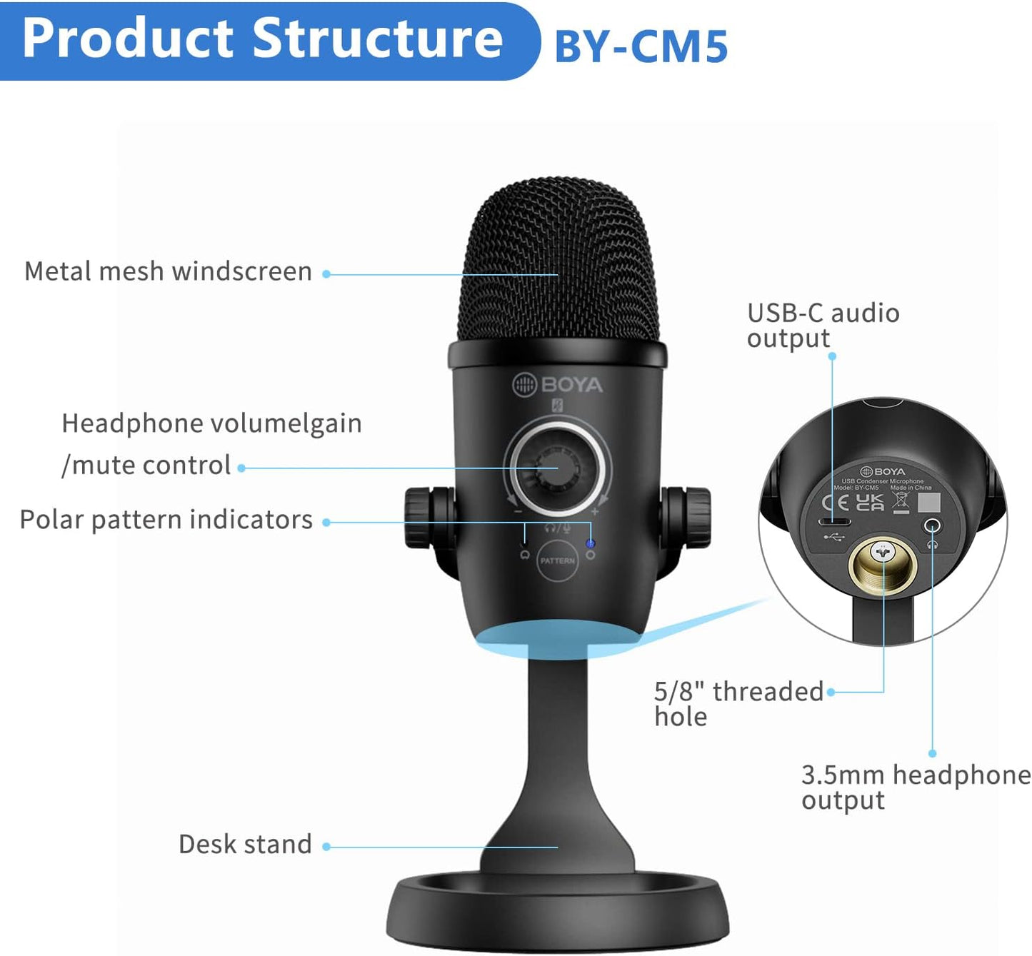 Boya BY-CM5 Desktop USB Microphone