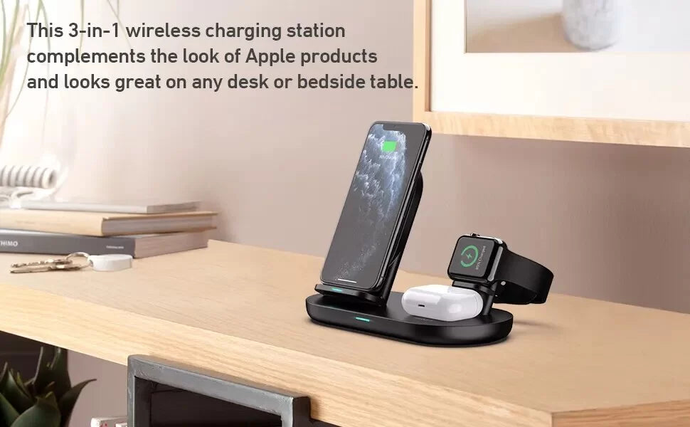 AUKEY 3 in 1 AirCore Wireless Charging Station Stand Charging Dock