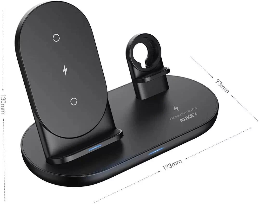 AUKEY 3 in 1 AirCore Wireless Charging Station Stand Charging Dock