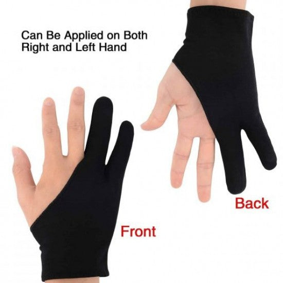 Artist Drawing Glove, 2-Fingers Graphic Drawing Glove Left & Right Hand Use for Light Box, Graphic Tablet, Pen Display, iPad Pro Pencil