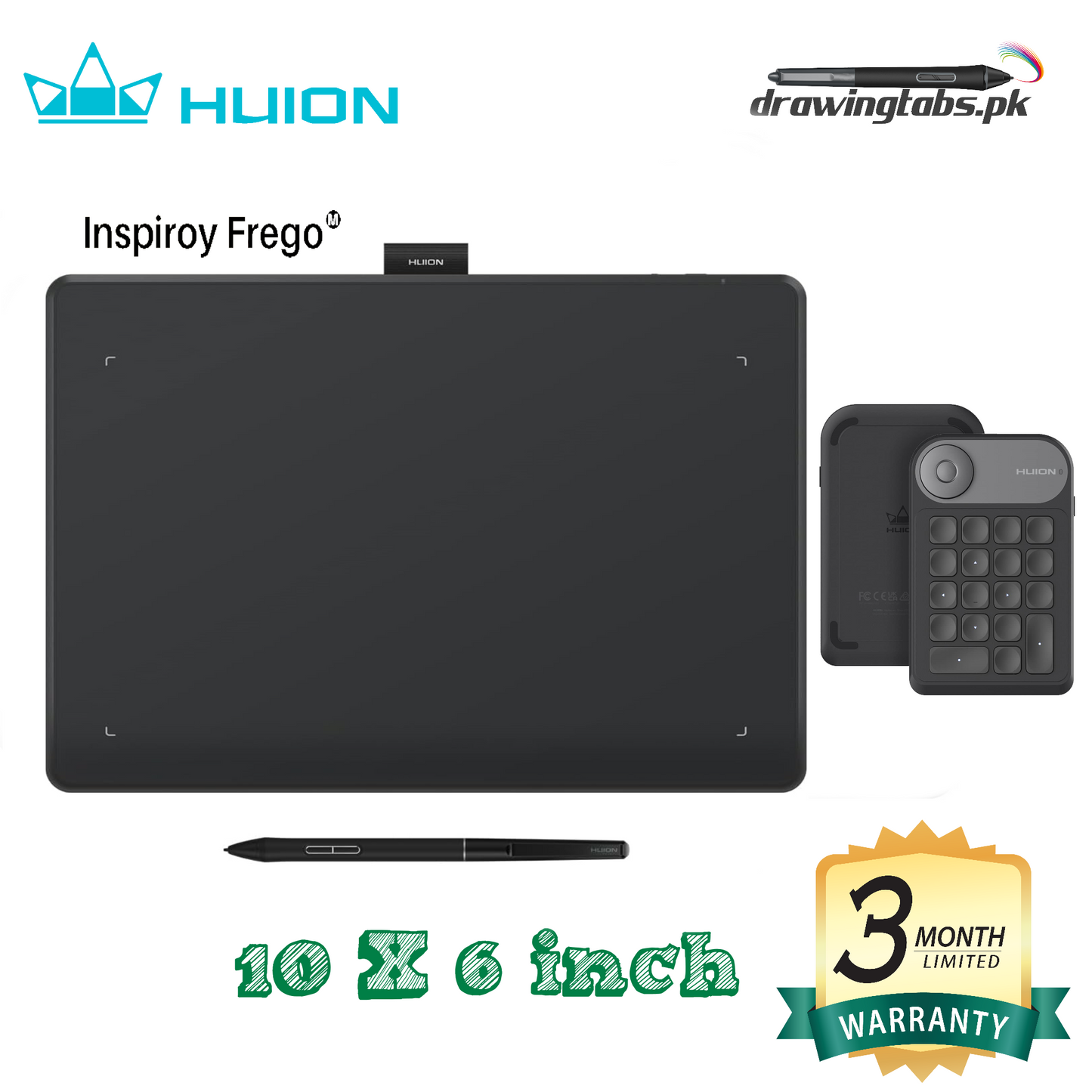 HUION Inspiroy Frego Medium Wireless Drawing Tablet, 10 x 6.25 inch Bluetooth Graphics Tablet