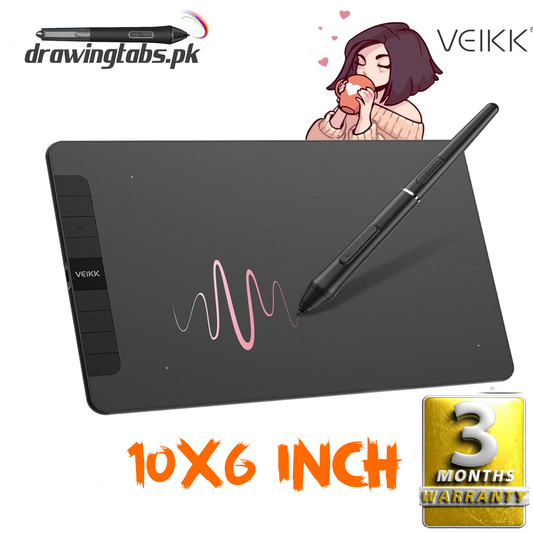 VEIKK VK1060 Drawing Tablet, 10 x 6 Inch/25.4 x15.2cm Graphics Pen Tablet with 8 Shortcut Keys, 8192 Levels Battery Free Pen Supports Tilt Function, Work for Digital Art Drawing, Animation, Design