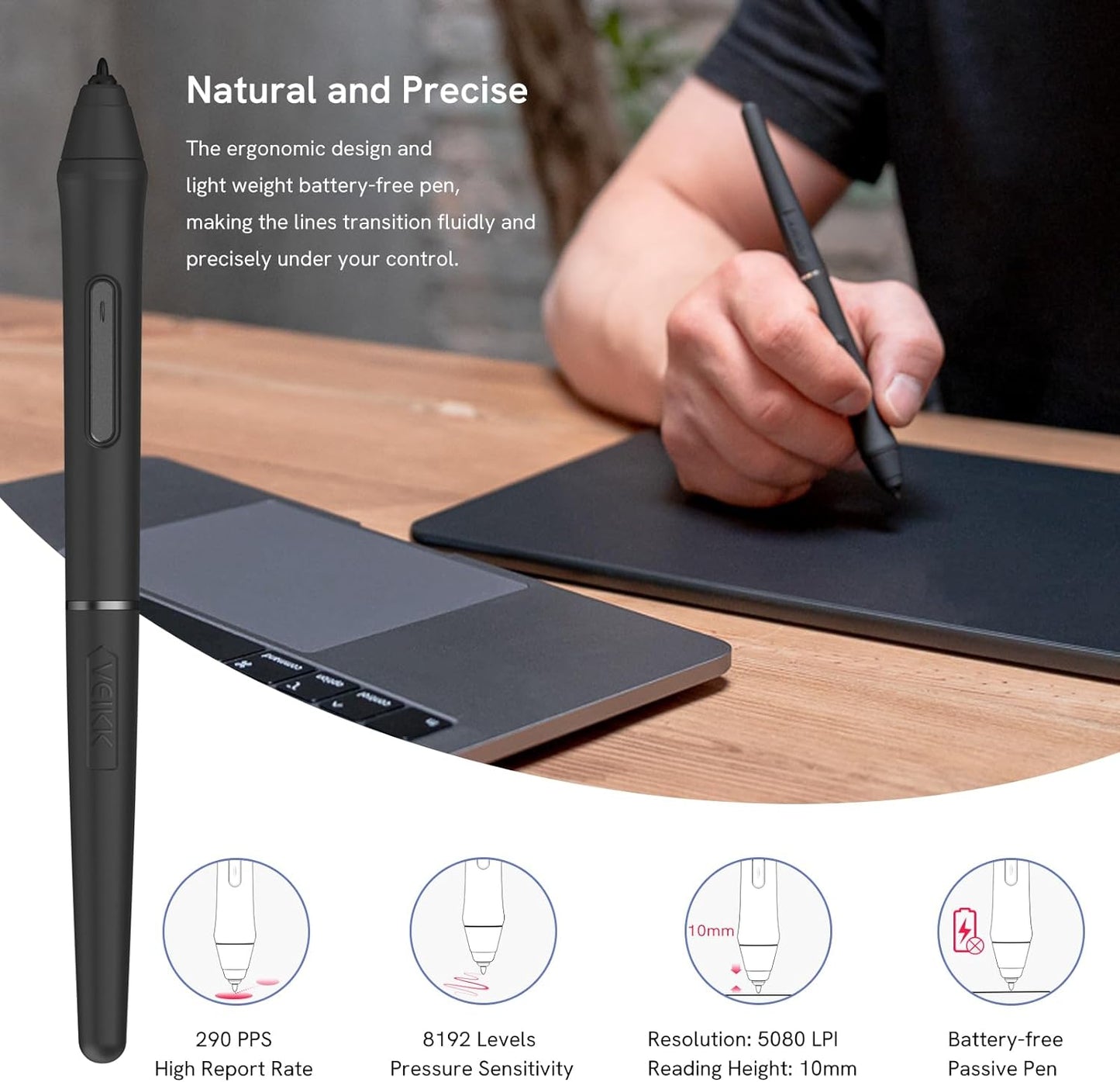 VEIKK VK1060PRO Large 10 x 6 Inch Drawing Tablet with 2 Scroll Wheels