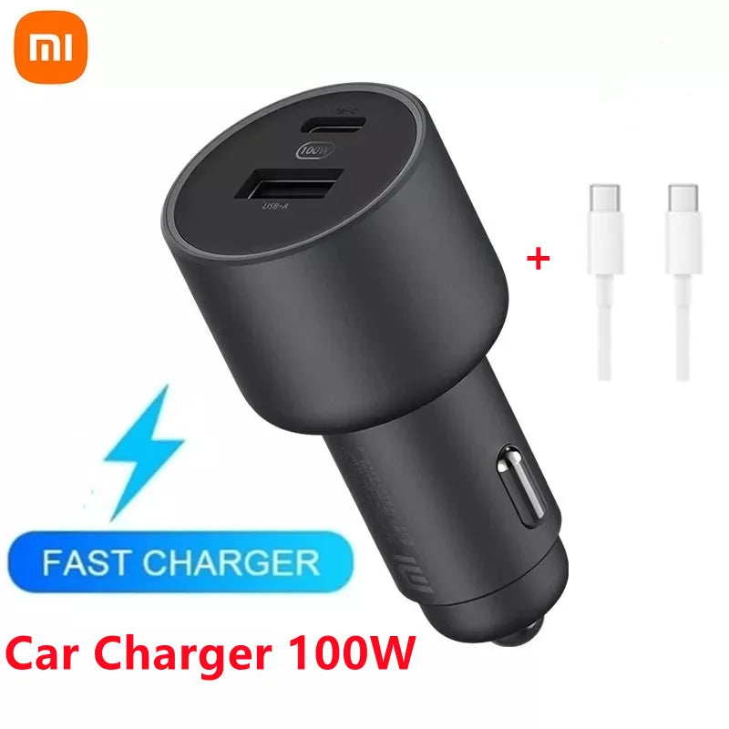 Xiaomi Mi Car Fast Charger 1A1C 100W MAX USB-A USB-C Dual Output 5A Safe Protection Cool LED Effect