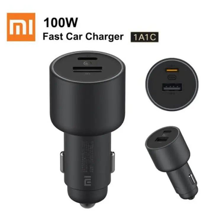 Xiaomi Mi Car Fast Charger 1A1C 100W MAX USB-A USB-C Dual Output 5A Safe Protection Cool LED Effect