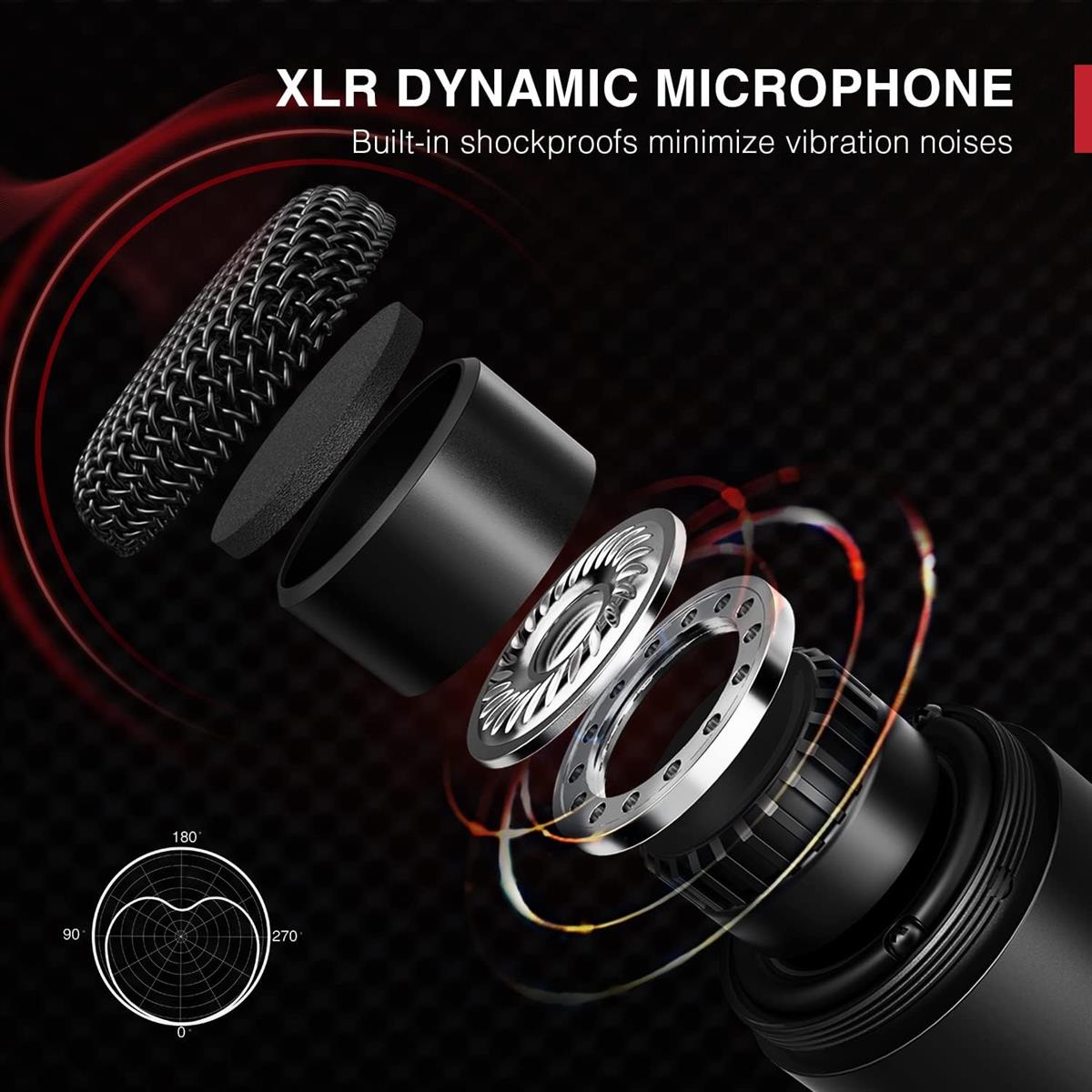 FIFINE XLR Dynamic Microphone, Vocal Podcast Microphone with Cardioid Pattern, Studio Metal Mic for Streaming Voice-Over Dubbing Video Recording, Black-K669D