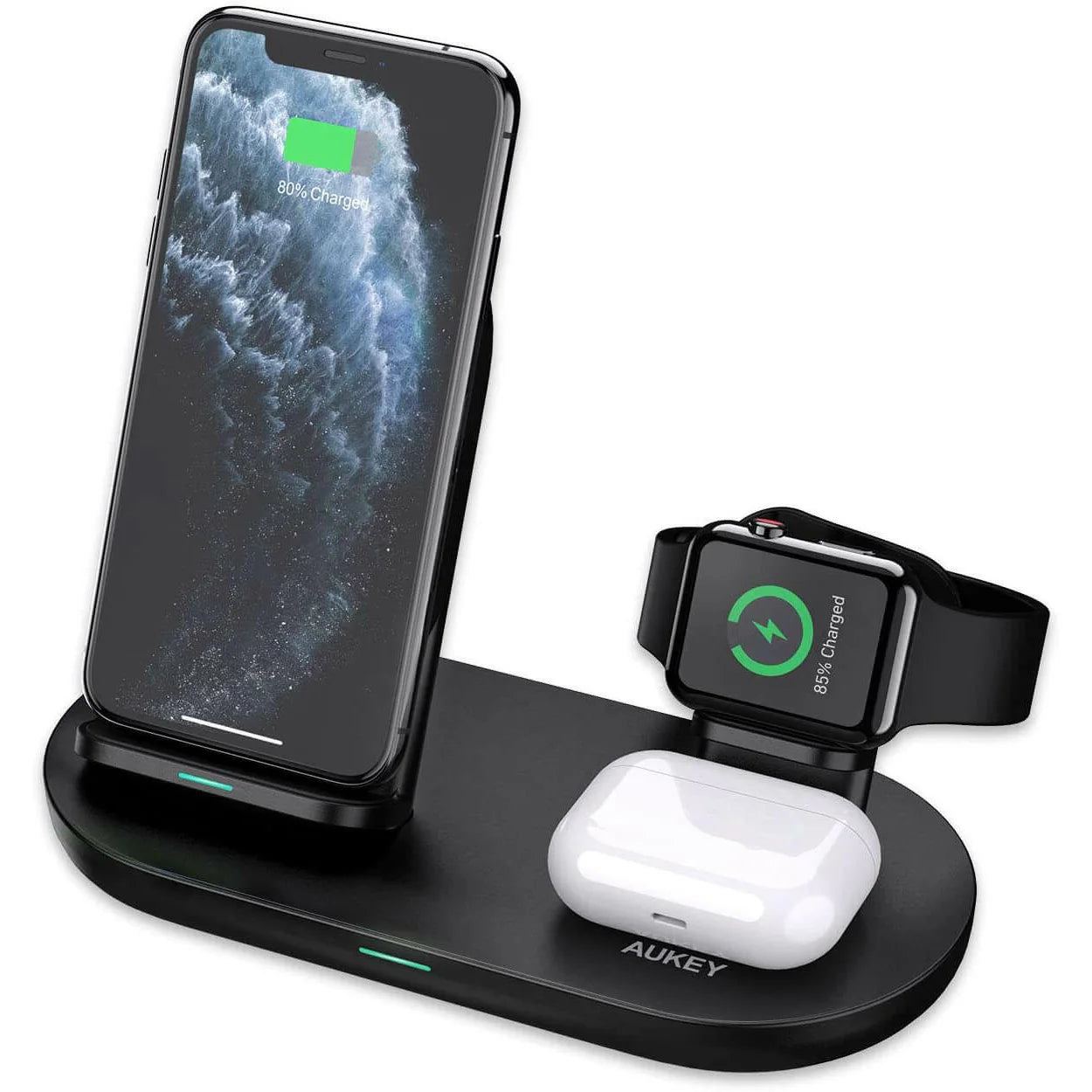 AUKEY 3 in 1 AirCore Wireless Charging Station Stand Charging Dock