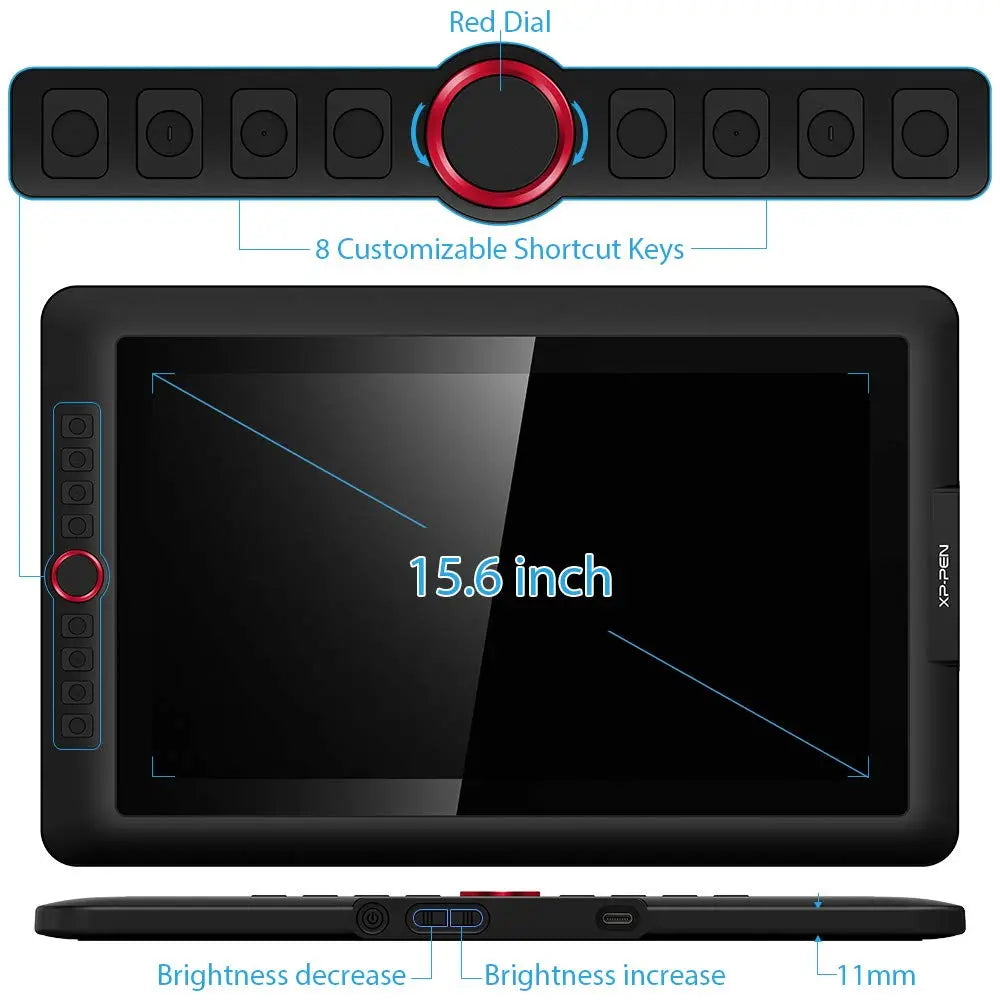 XPPen Artist 15.6 Pro 15.6" Drawing Tablet with Screen Graphics Tablet Full-Laminated Red Dial