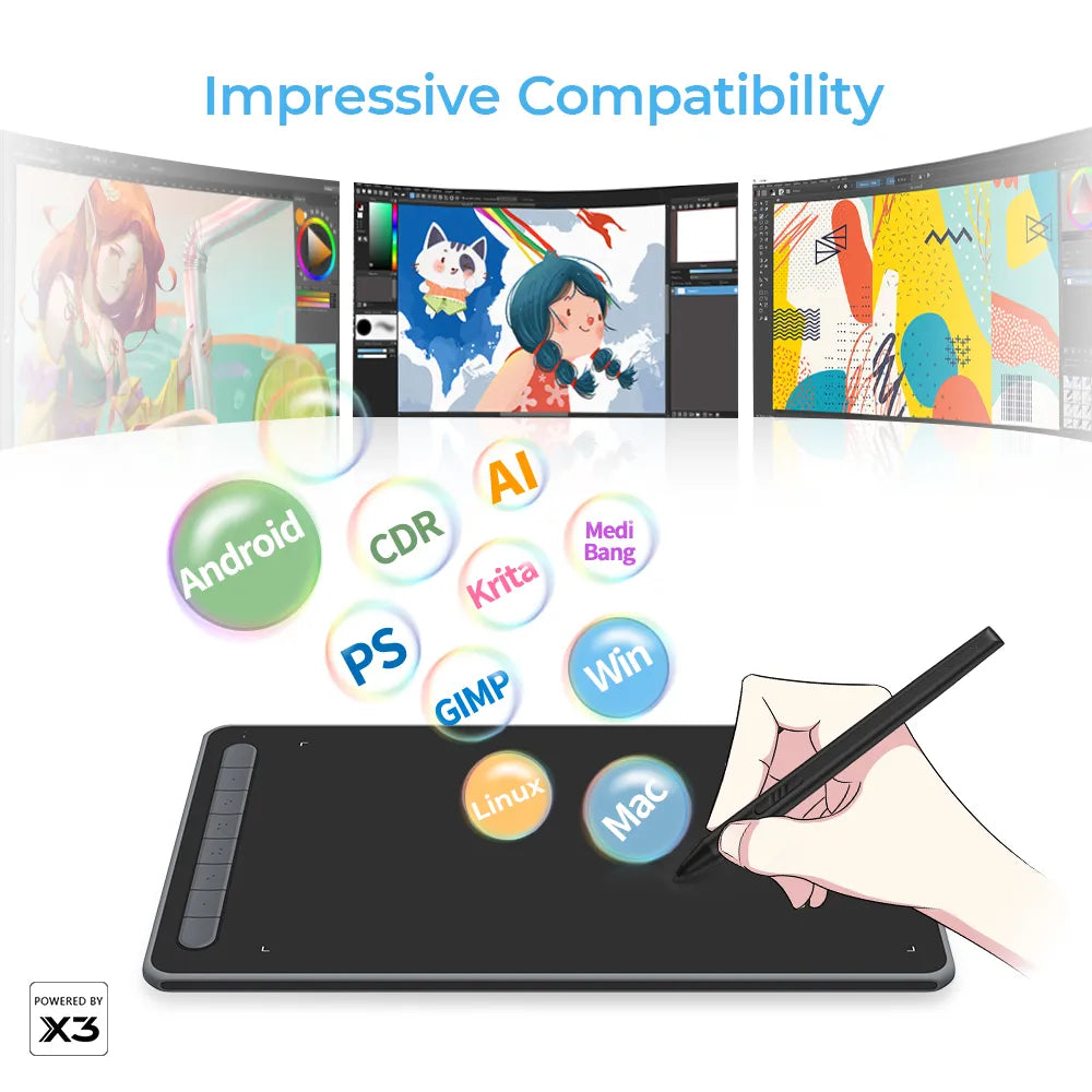 XPPen Deco L Drawing Tablet- 10x6” Computer Graphic Tablet with Updated Battery-Free X3 Digital Stylus